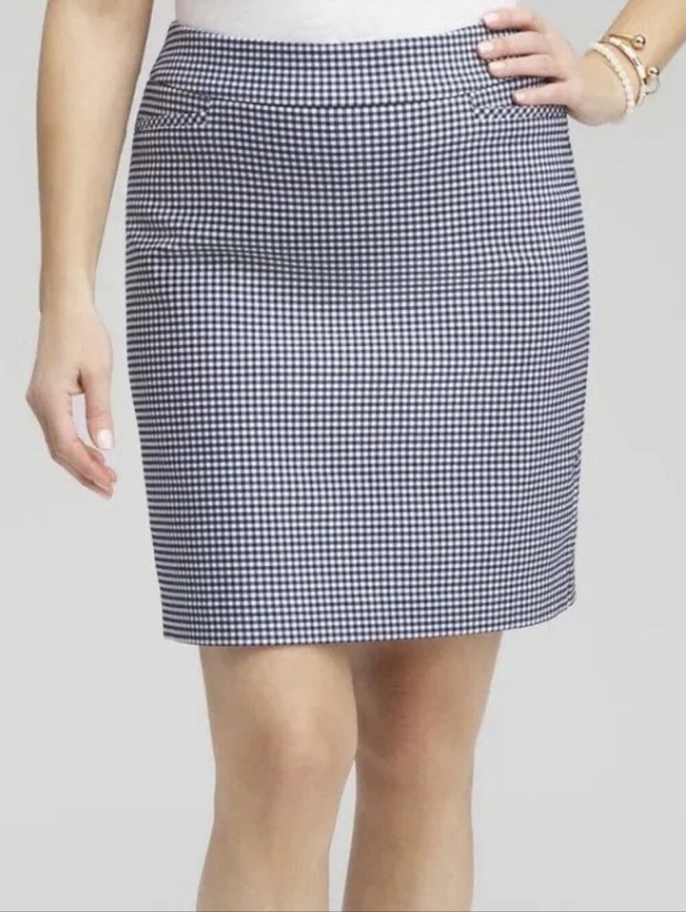 Chico's Brigitte Pull On Navy Blue Gingham Skort Size 3 (US 16) Like New